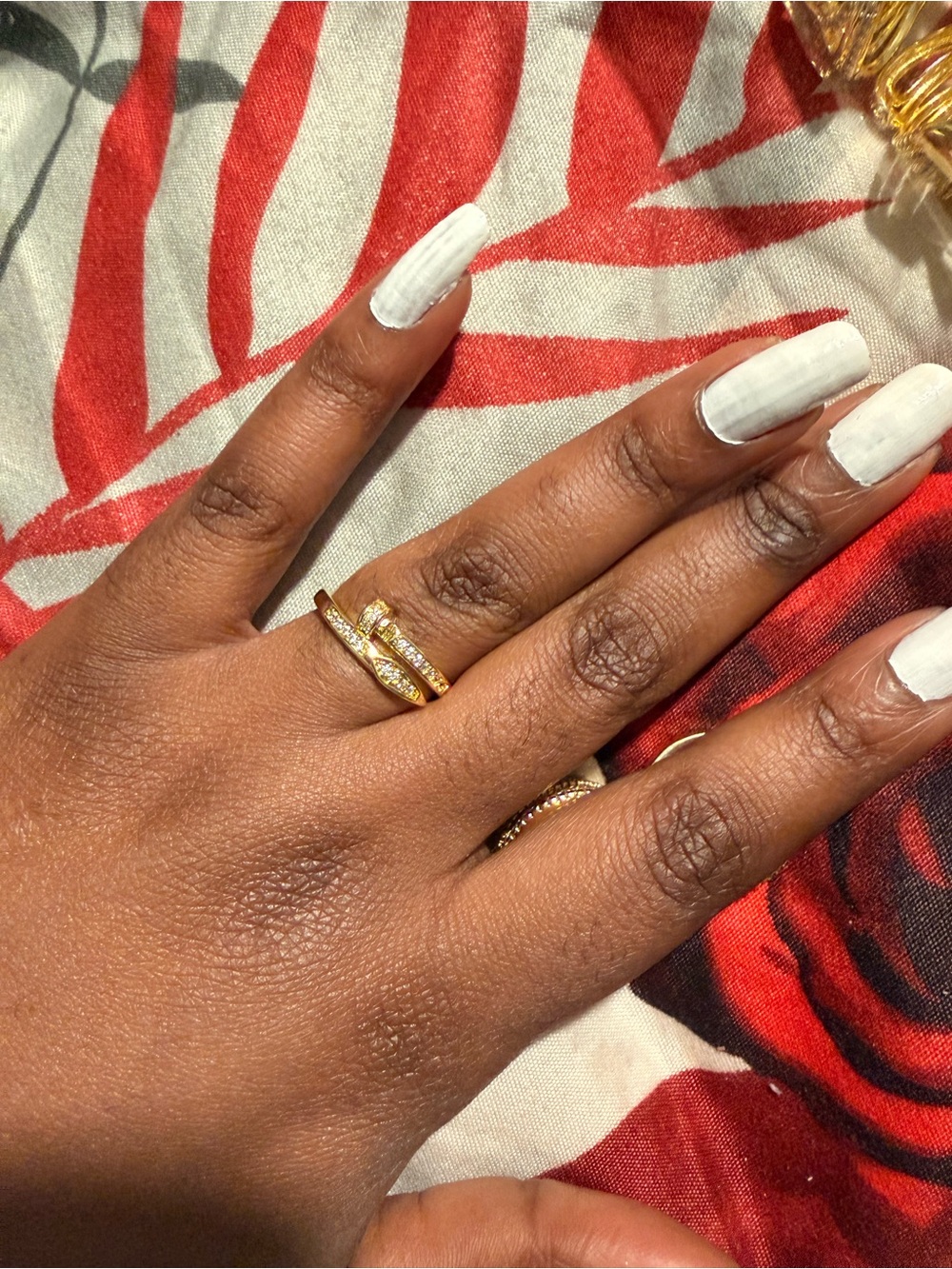 Gold Crystal Accent Bypass Ring - Women Jewelry